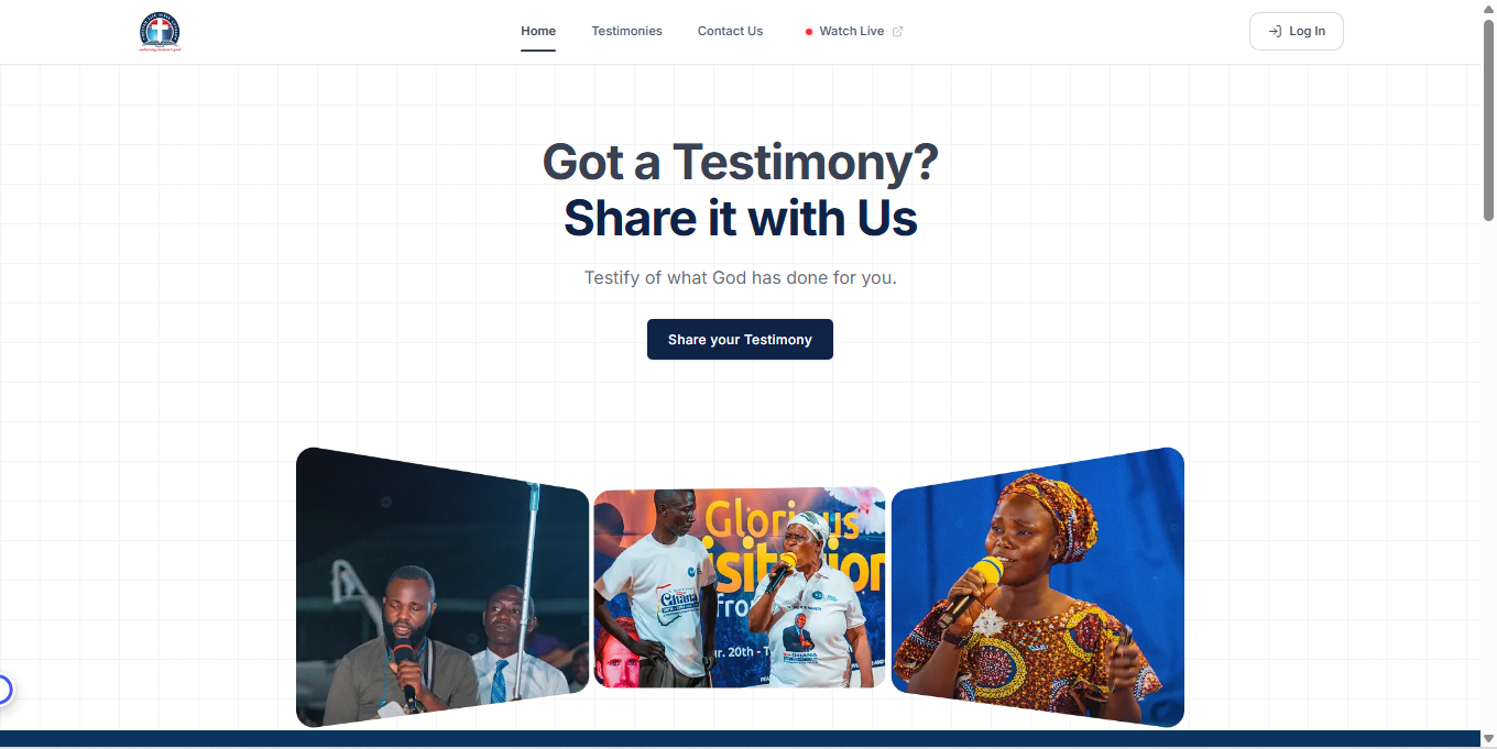 DCLM Testimony Upload Platform screenshot